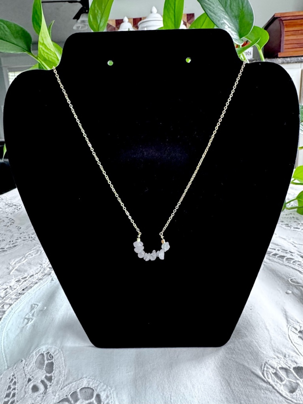18” Chain of Hope Necklace with raw crystal gem stones by Benevolence LA